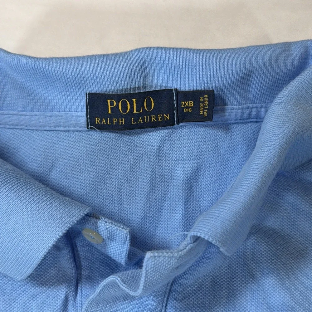 Polo Ralph Lauren Mens 2XB Blue Polo Shirt 100% Cotton Big Tall Classic Fit Pony